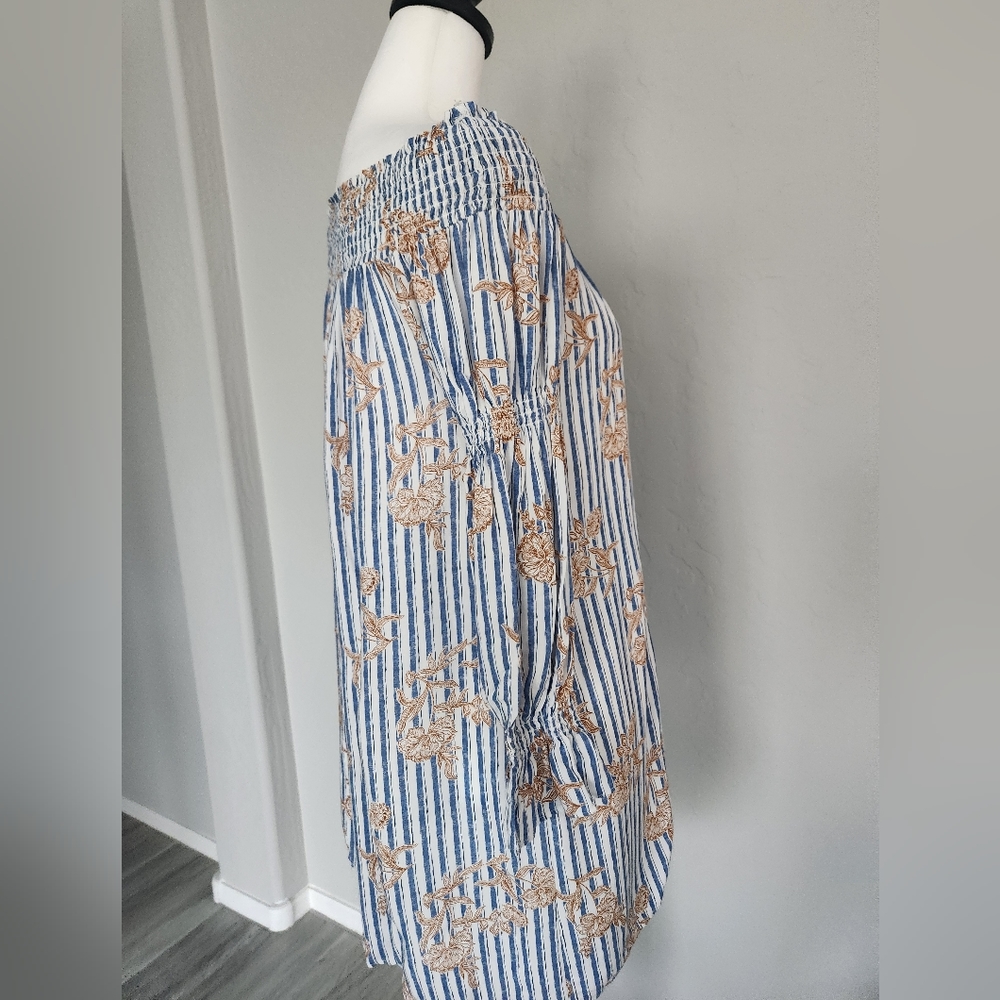 Maverick The Collection Off Shoulder Tunic Dress Ruffle Striped Floral Size S - Picture 4 of 13